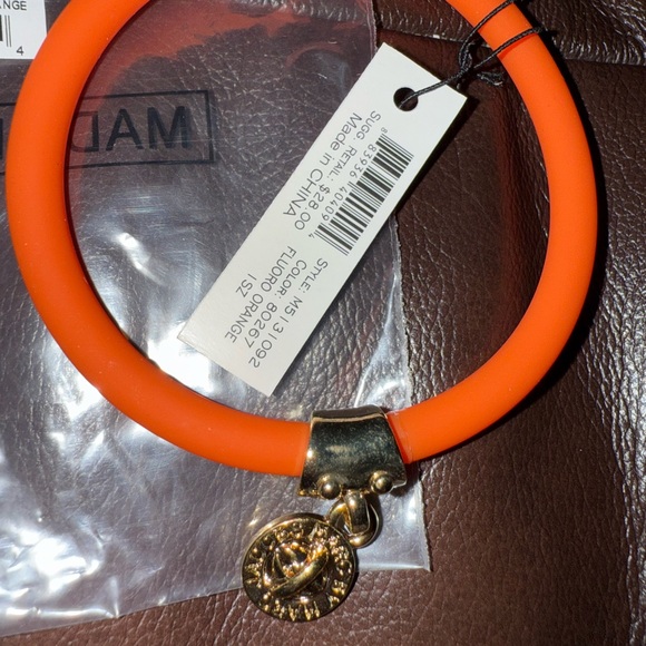 Marc By Marc Jacobs Fluorescent Orange Silicone and Gold Tone Bracelet NWT - Picture 3 of 5